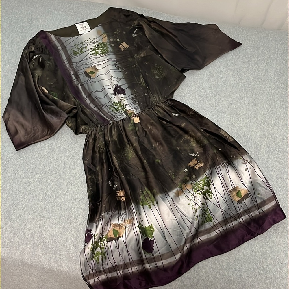 Suzi Chin Silk Mini Dress XS Whimsigoth Dark Garden Moody Fairy Artsy Indie